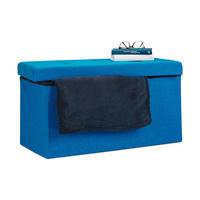 FALTBARE Sitzbank - Blau, Holzwerkstoff/Textil (38/38/76cm) - Relaxdays