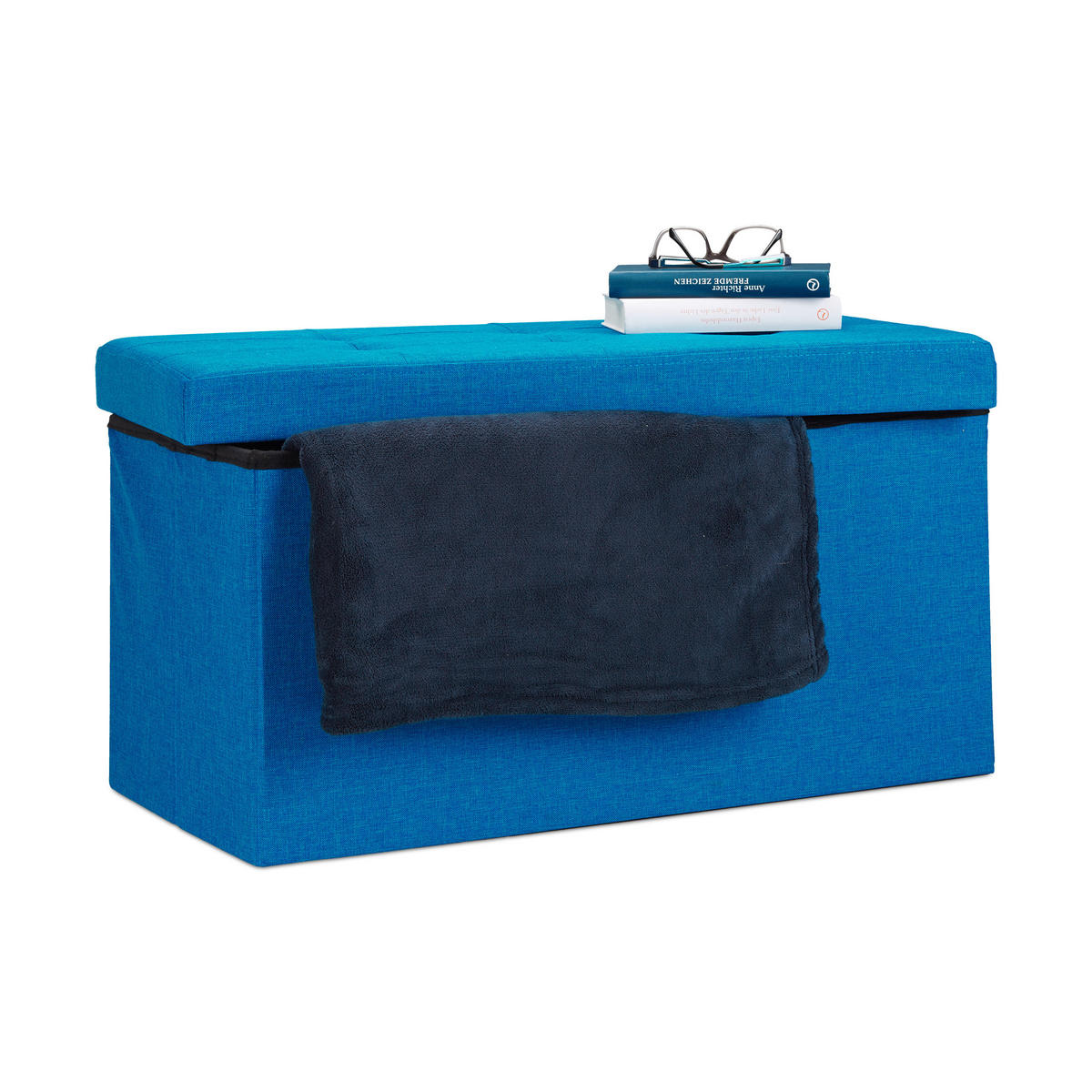 FALTBARE Sitzbank - Blau, Holzwerkstoff/Textil (38/38/76cm) - Relaxdays