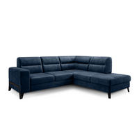 ECKSOFA mit Schlaffunktion & Bettkasten, luxus Nube-Stoff - Schwarz/Dunkelblau, Textil/Metall (237/277cm) - Eltap