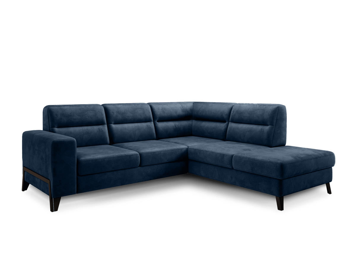 ECKSOFA mit Schlaffunktion & Bettkasten, luxus Nube-Stoff - Schwarz/Dunkelblau, Textil/Metall (237/277cm) - Eltap