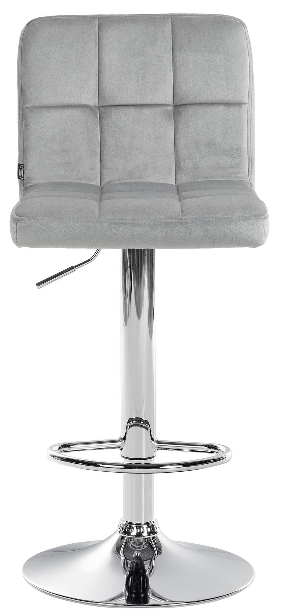 BARHOCKER BRISBAN Grau Samt Chrom - Grau, Textil/Metall (46/94/47cm) - DELUKE