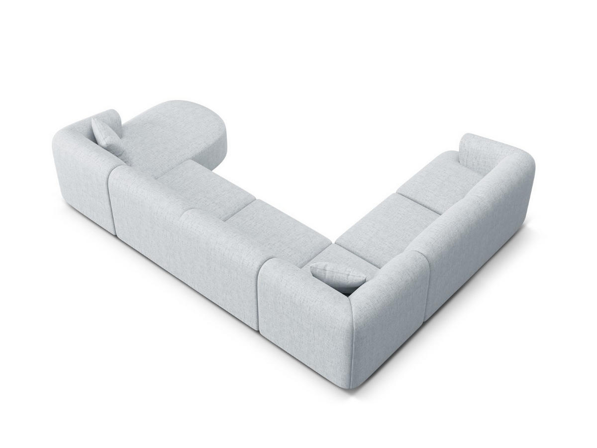 MODULARES-PANORAMASOFA links Campi aus strukturiertem Stoff hellgrau 7 Sitzplätze - Hellgrau, Textil (255/70/330cm) - Cosmopolitan Design