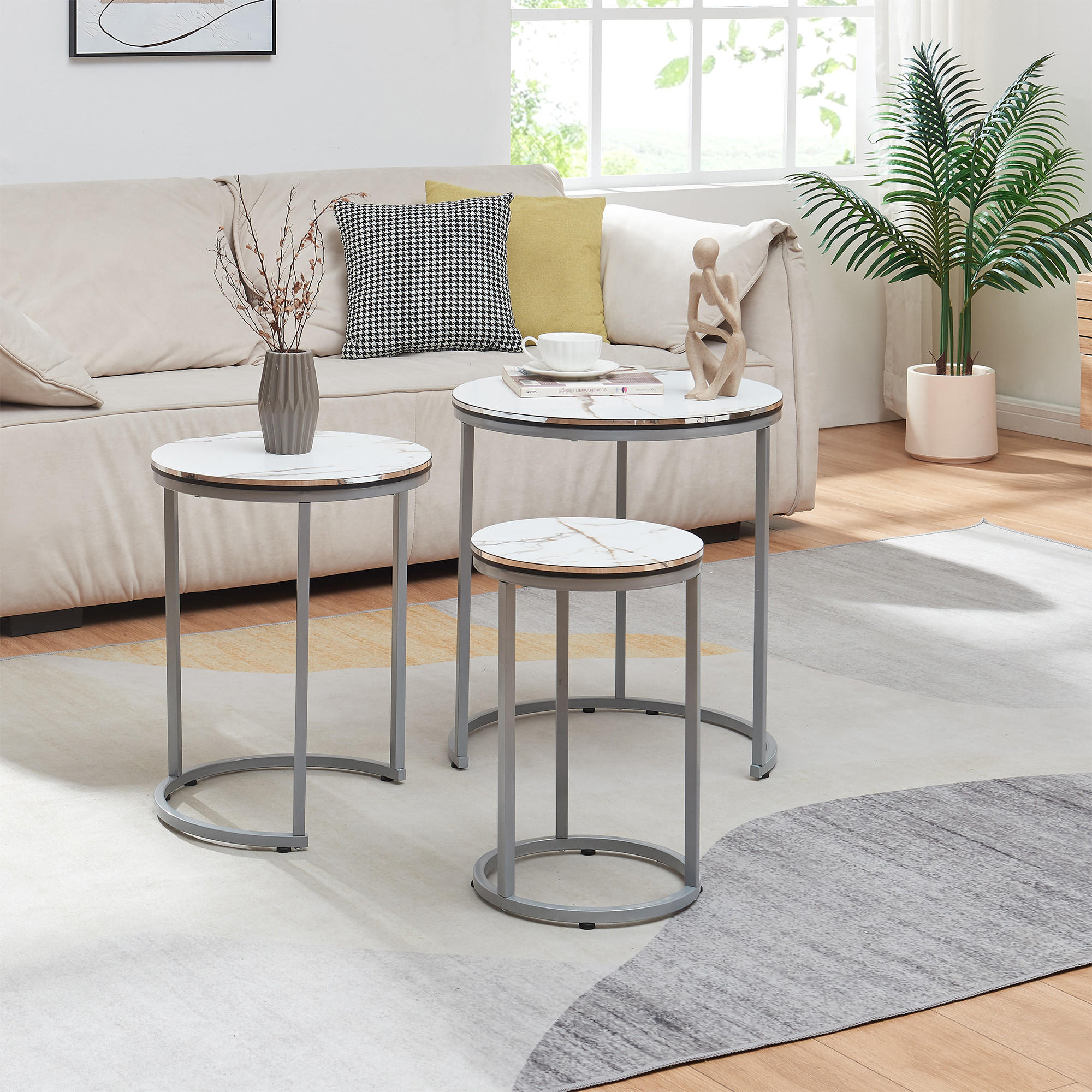 SATZTISCH Bornholm 50/50/55 - Weiß, Holzwerkstoff (50/50/55cm) - [en.casa]