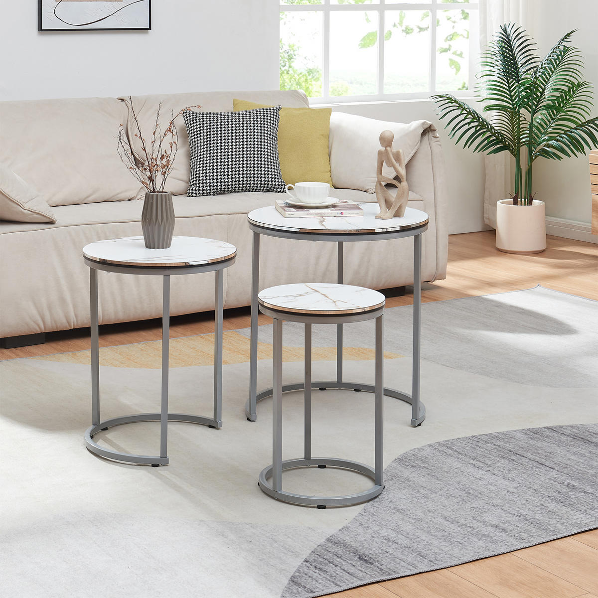 SATZTISCH Bornholm 50/50/55 - Weiß, Holzwerkstoff (50/50/55cm) - [en.casa]