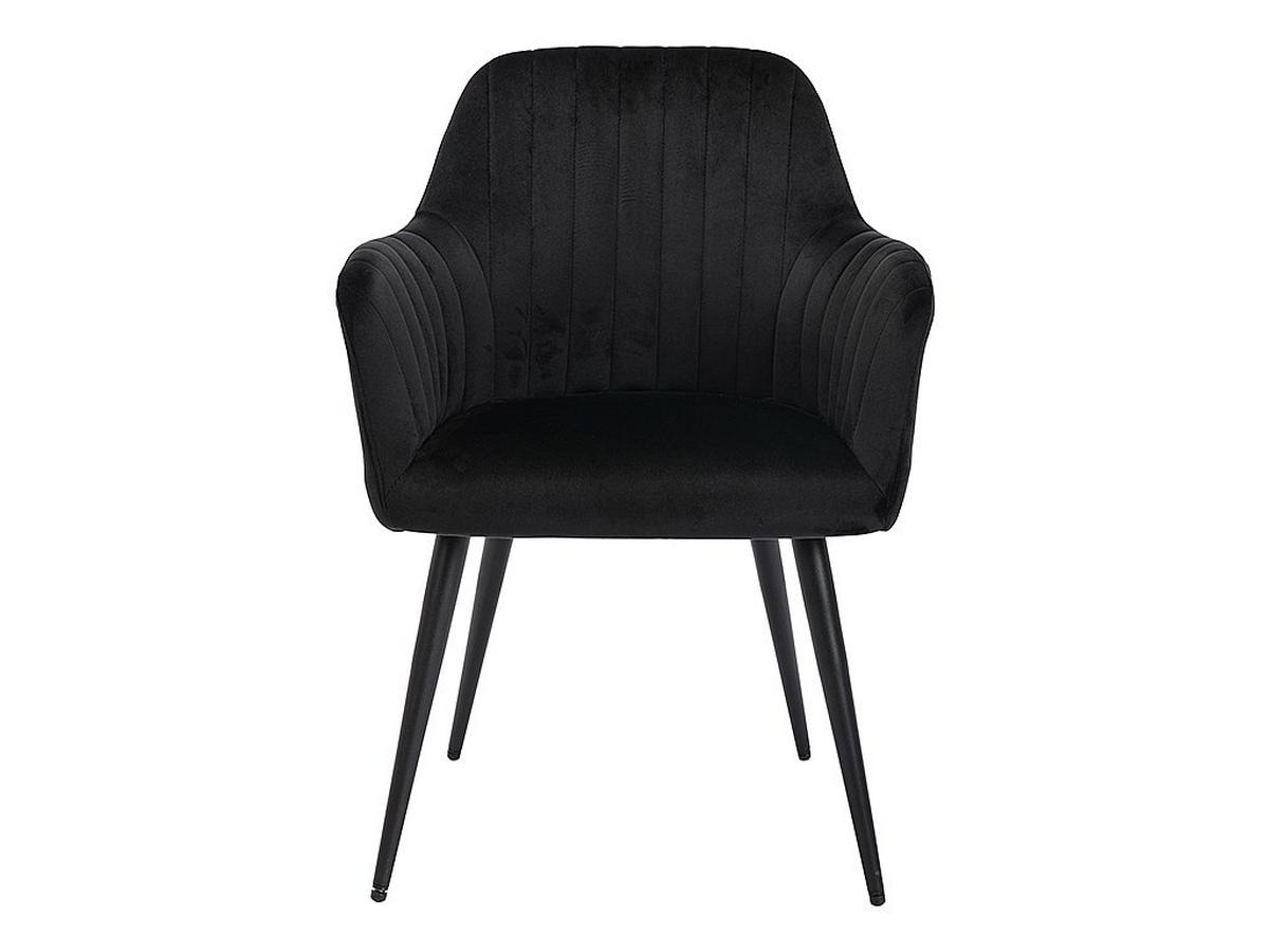 STUHL mit Armlehnen 6er-Set - Samt & Metall schwarz - Schwarz - ELEANA - Schwarz, Textil (58/82/59cm) - Vente-Unique