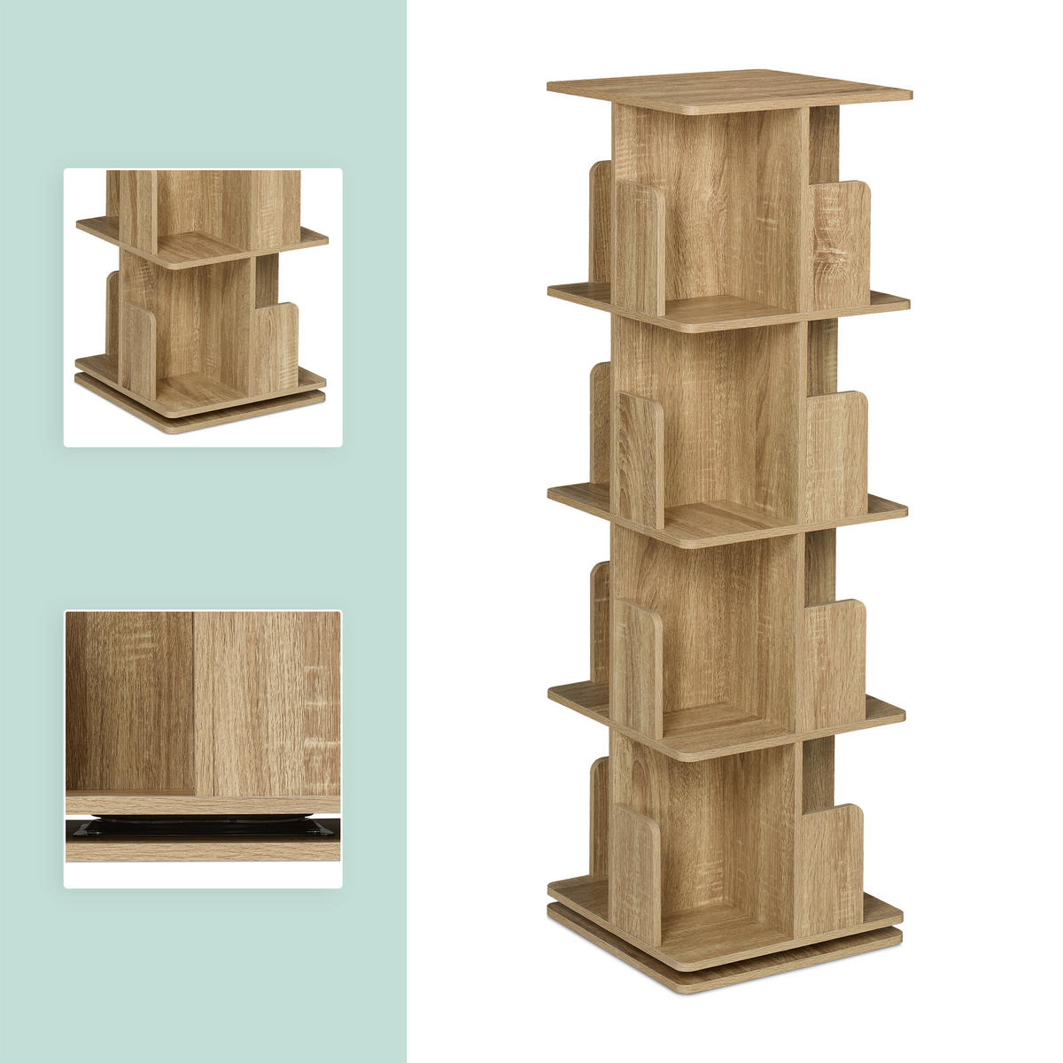 BÜCHERREGAL - Hellbraun, Holzwerkstoff/Metall (39/125.5/39cm) - Relaxdays