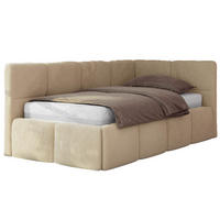 JUGENDBETT ARVO 90/200 - Beige Plüsch - Pocket-Matratze - Rechts Seite - Beige, Textil (90/200cm) - MKS