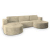 WOHNLANDSCHAFT VEZZO M Creme Velours-Stoff mit Schlaffunktion - Creme, Holz (347/85/174cm) - MASSENO