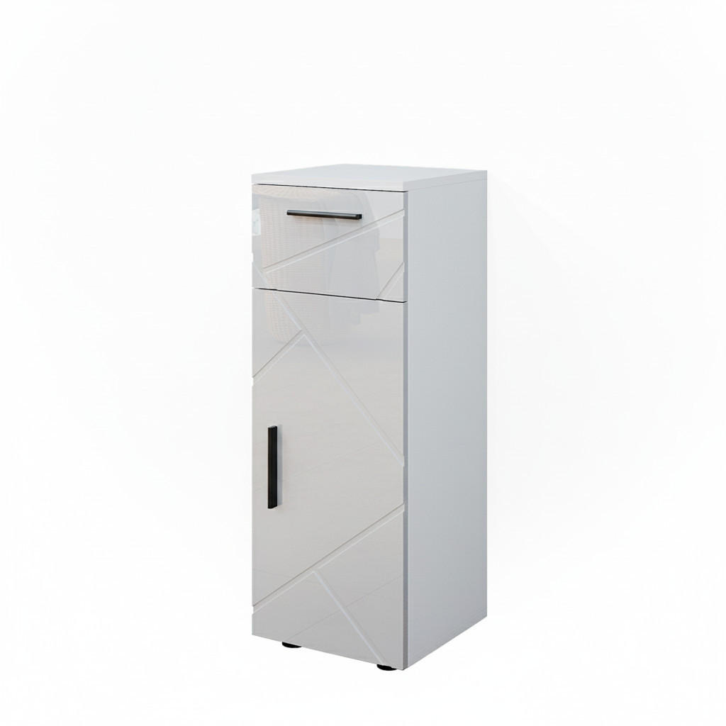 MIDI SKRINKA Irma biely - biela s vysokým leskom, kompozitné drevo (30/81/30cm) - Vicco