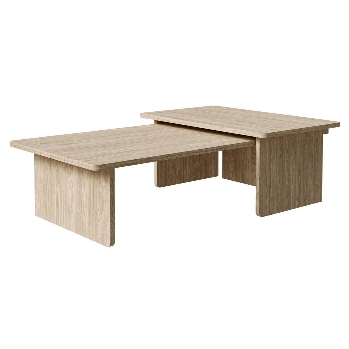 COUCHTISCH 2ER-SET Usalo Holzoptik Eiche 140x90 / 90x55 cm - Eichefarben/Beige, Holzwerkstoff (90/140/40cm) - Selsey