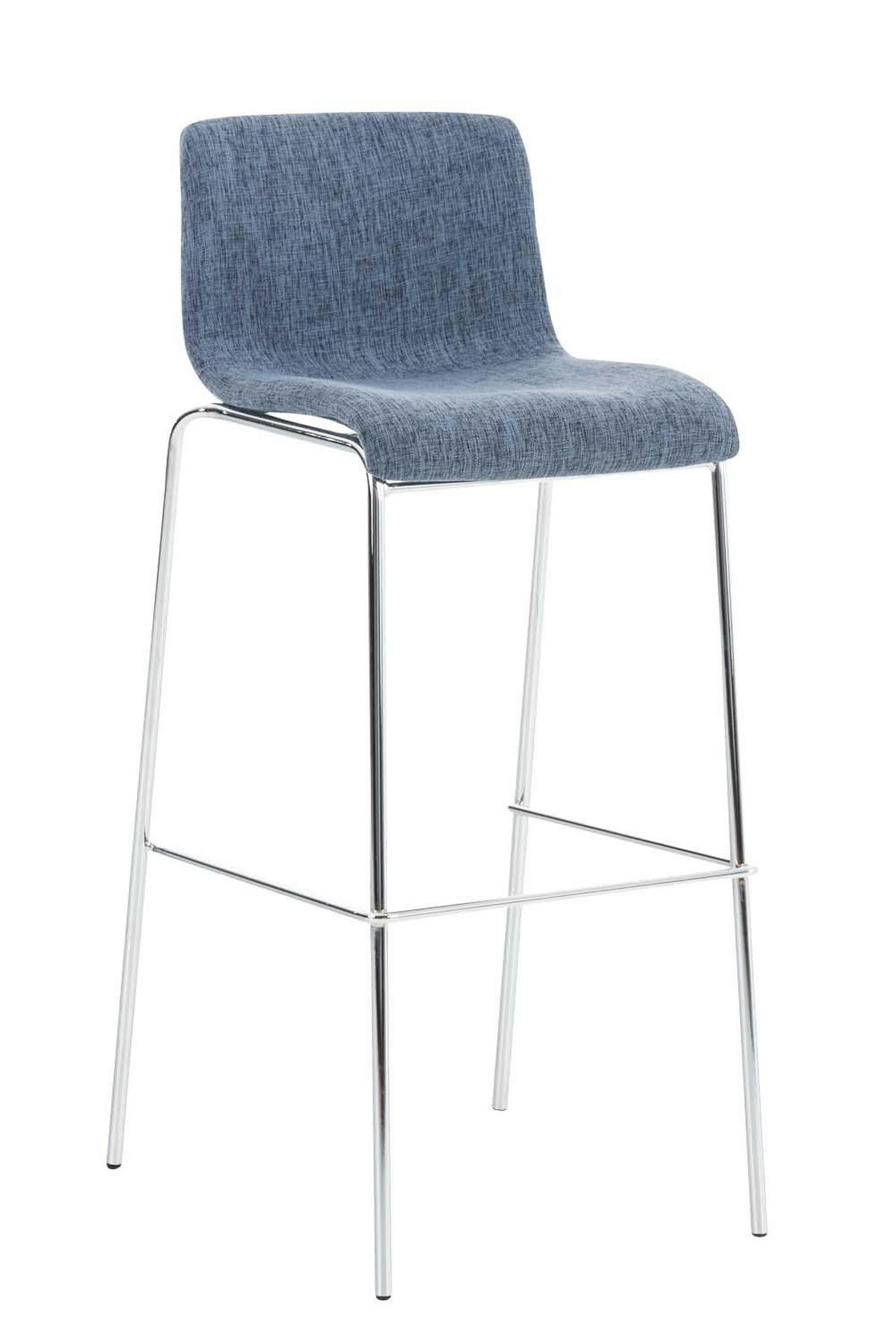 BARHOCKER Stoff Blau - Chromfarben/Blau, Textil/Metall (43/100/48cm) - CLP