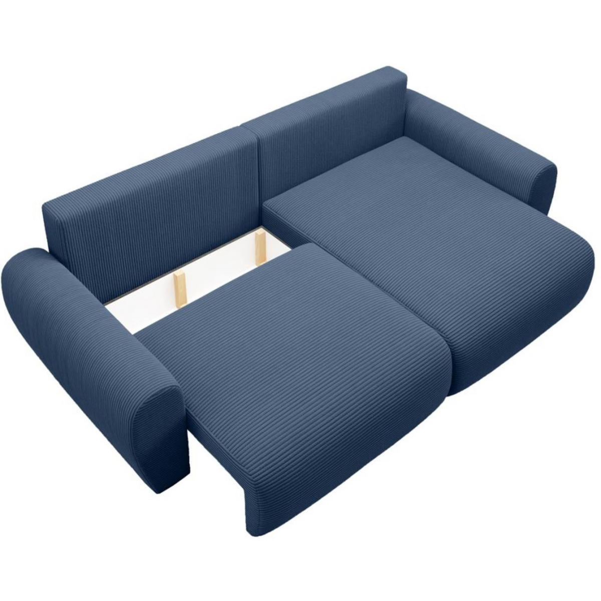 ECKSCHLAFSOFA Poss L dunkelblau rechts - Dunkelblau, Textil (253/153cm) - Beautysofa