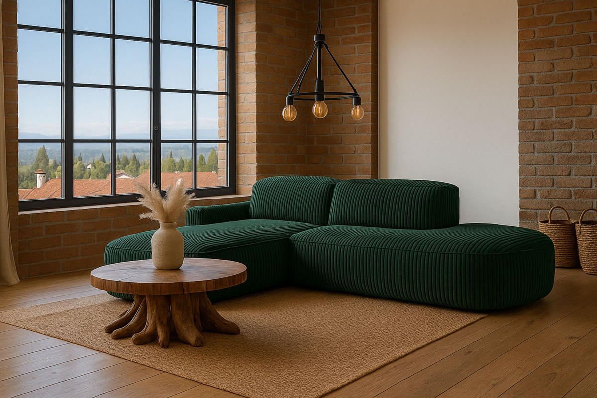 ECKSOFA Cursal Atelier, Stoff Poso, Grün, Links - Grün, Holz (284/166cm) - Kaiser Möbel