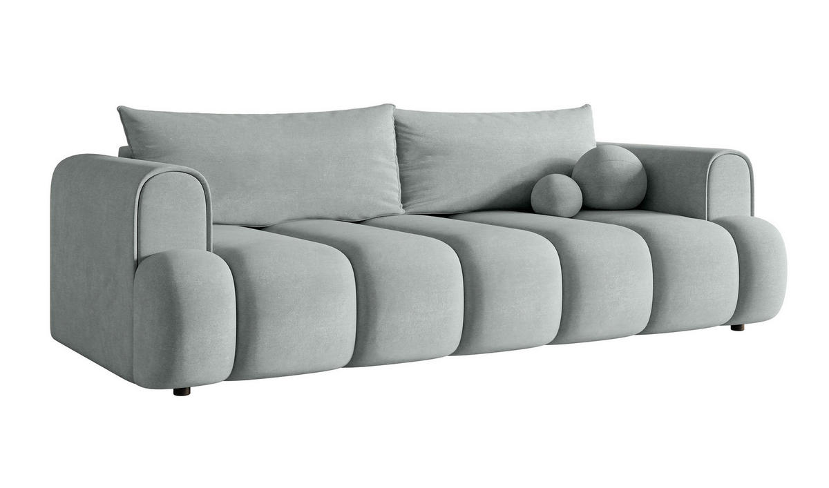 SCHLAFSOFA Dandelino Hellgrau Velours - Hellgrau/Schwarz, Kunststoff/Textil (250/90/112cm) - Selsey