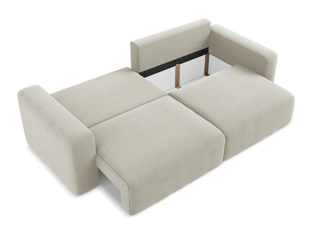 3-SITZER SOFA mit Schlaffunktion Strukturstoff Stoff Beige - Beige/Creme, Kunststoff/Textil (244/79/102cm) - Makamii