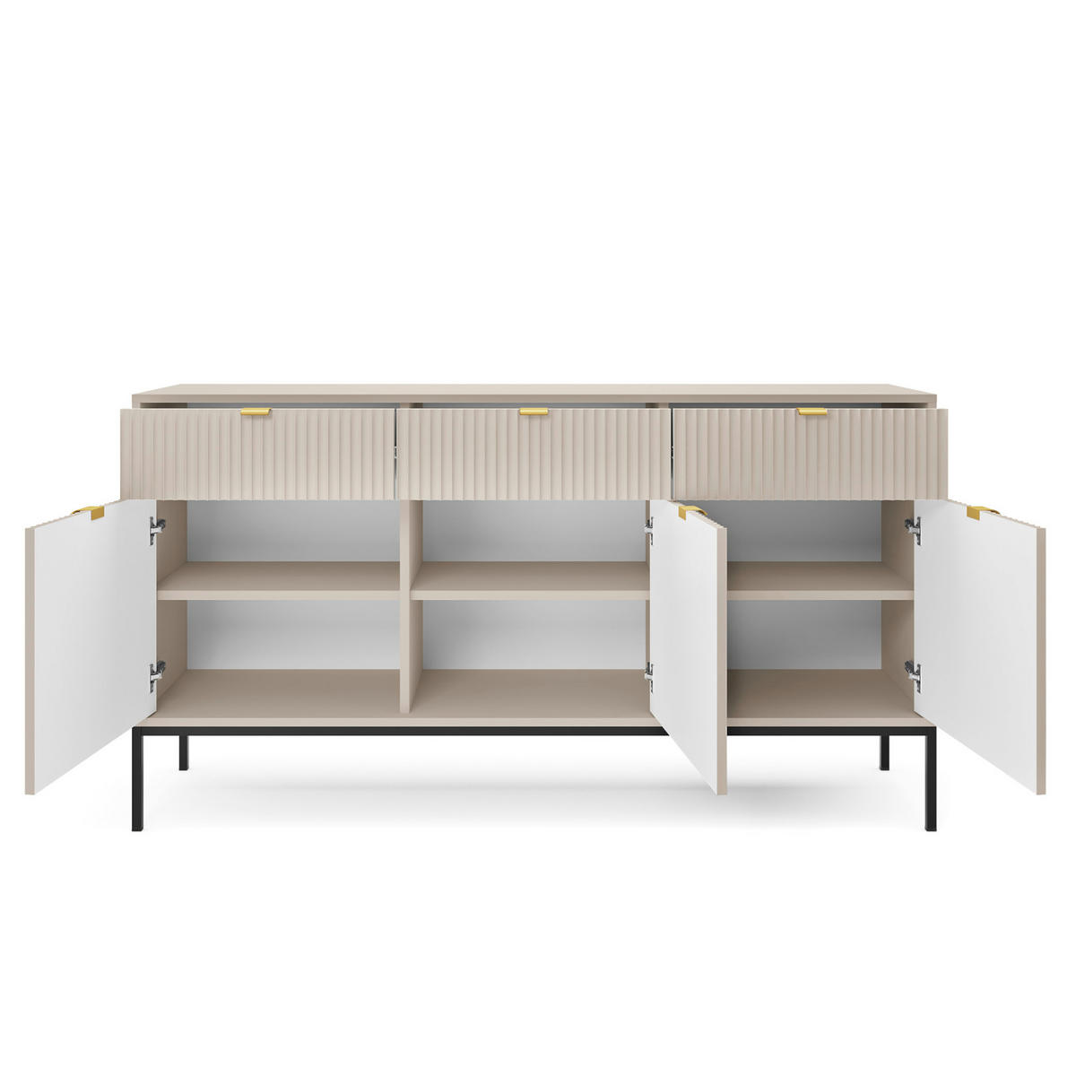 SIDEBOARD NANAIMO KOM3-3D3S Profilierte Fronten, Kaschmir - Kaschmir, Holzwerkstoff/Kunststoff (154/83/39cm) - Komodee