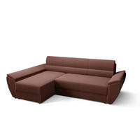 ECKSOFA L REBI L3 Poso 29 Links mit Schlaffunktion, Koralle - Bordeaux, Textil (251/140cm)