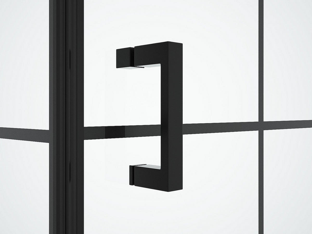 DUSCHTRENNWAND - Schwarz matt - 80 x 80 x 190 cm - CAPARICA - Schwarz, Metall (80/190cm) - Vente-Unique