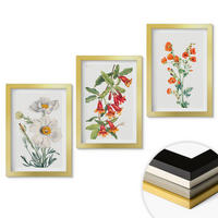 WANDBILDER 3er Set - 20x30 cm Goldrahmen - Retro-Blumenarrangements - Goldfarben, Kunststoff (20/30cm) - ArtPrintCave