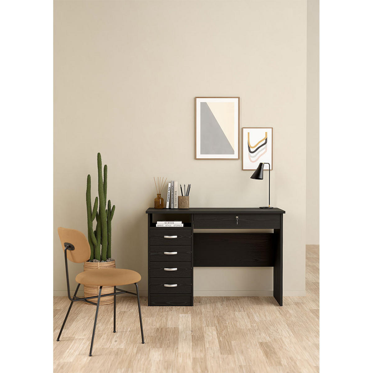 SCHREIBTISCH, FunctionPlus, Schwarz, Holzwerkstoff, 110 x 49 x 76 cm - Schwarz, Holzwerkstoff (49/110/76cm) - ebuy24