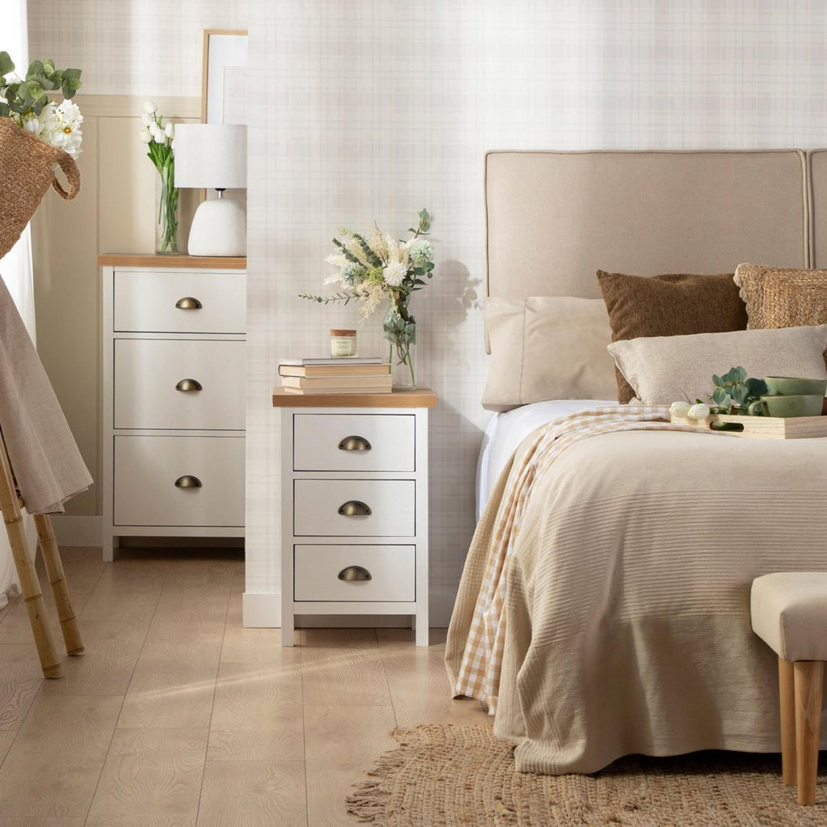 NACHTTISCH 3 SCHUBLADEN Marais Zweifarbig 40 cm x 63 cm - Multicolor, Holzwerkstoff (40/63/35cm) - Klast Home