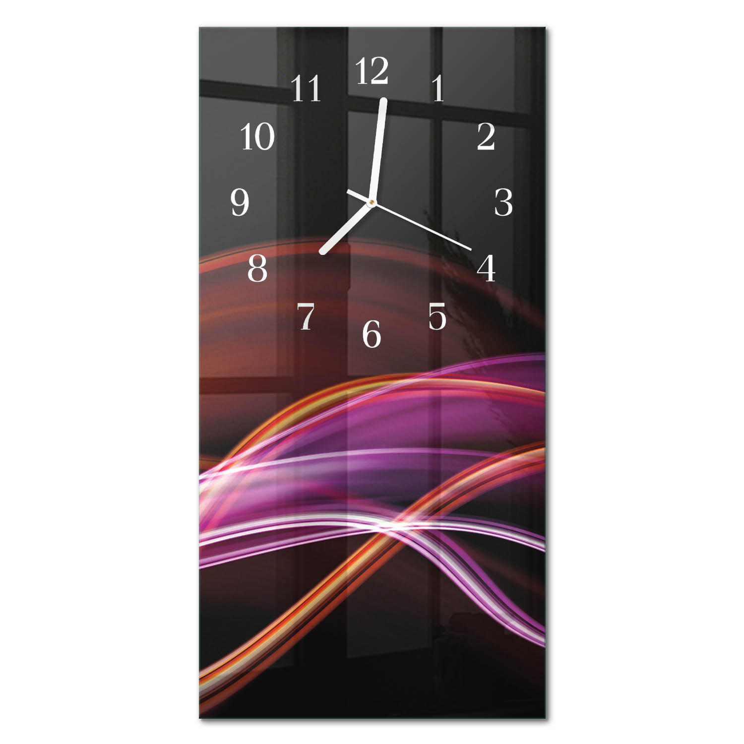 WANDUHR 30x60 cm - Rosen - Lila, Glas (30/60/0.4cm) - TULUP
