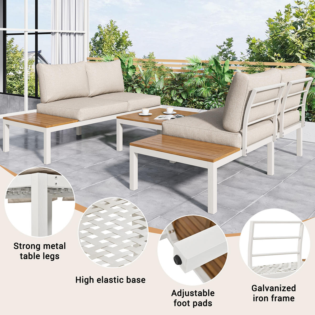 LOUNGEGRUPPE Beige - Beige, Metall - ComfortXL