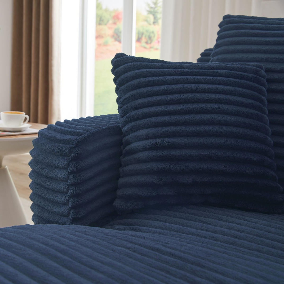 SOFA Cord Blau ohne Montage - Blau, Textil (100/82/166cm) - WISHDOR
