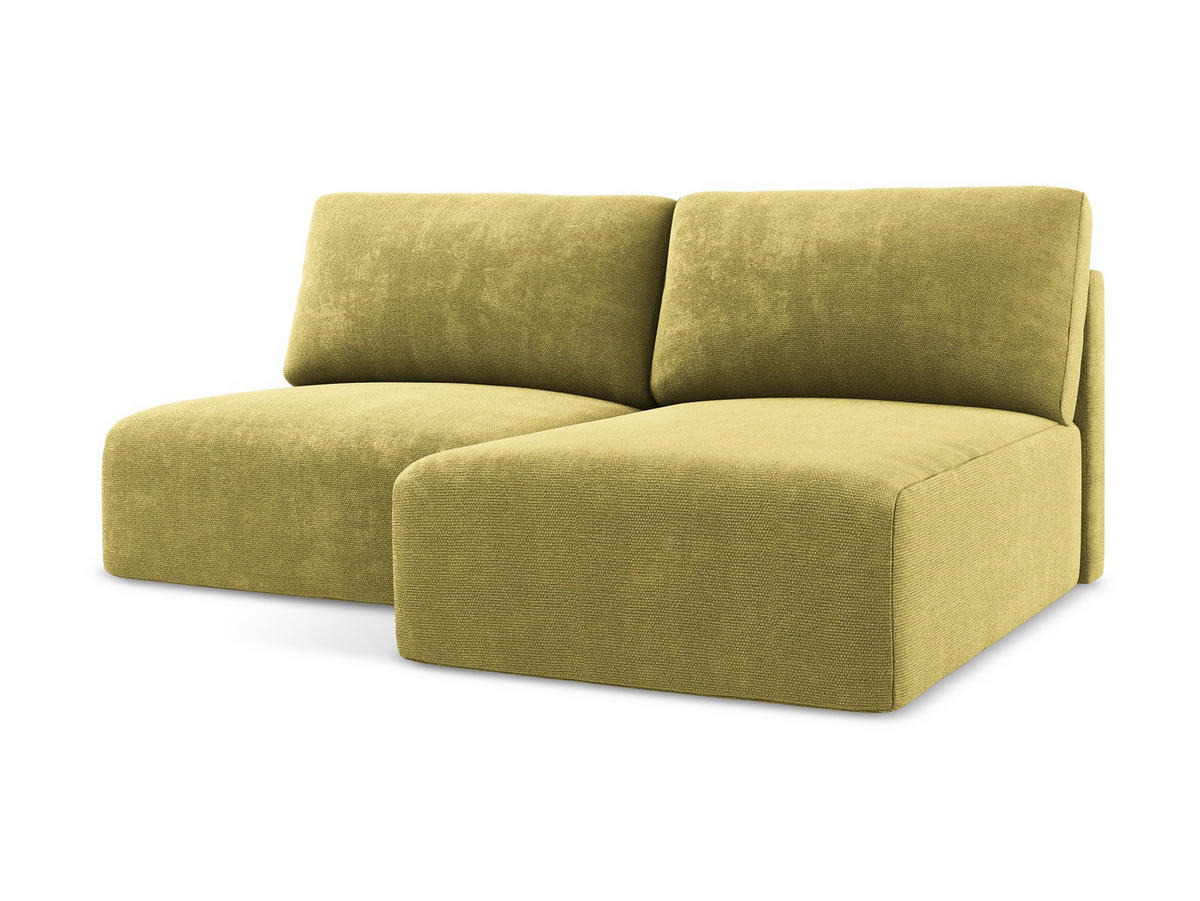 ECKSOFA mit Schlaffunktion rechts Chenille Stoff Grün - Limette/Schwarz, Kunststoff/Textil (210/149cm) - Makamii