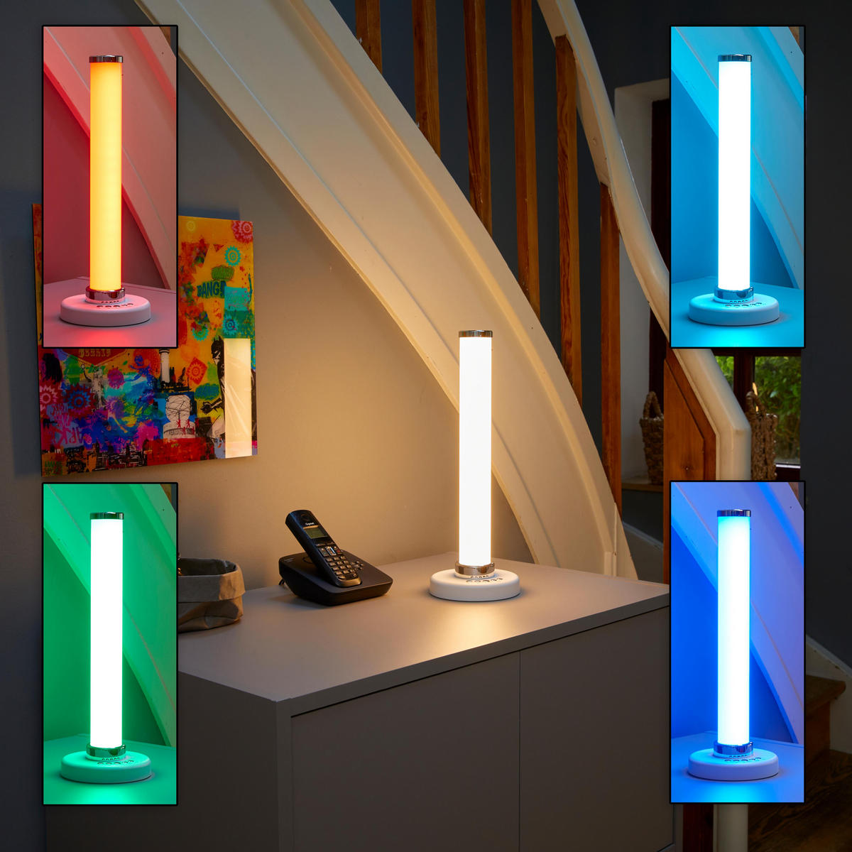RGB-LED-TISCHLAMPE - elegante Säulenform mit Farbwechsel und warmweißem Licht, kabellos und tragbar - Weiß, Kunststoff (13/13/37.1cm) - Northpoint