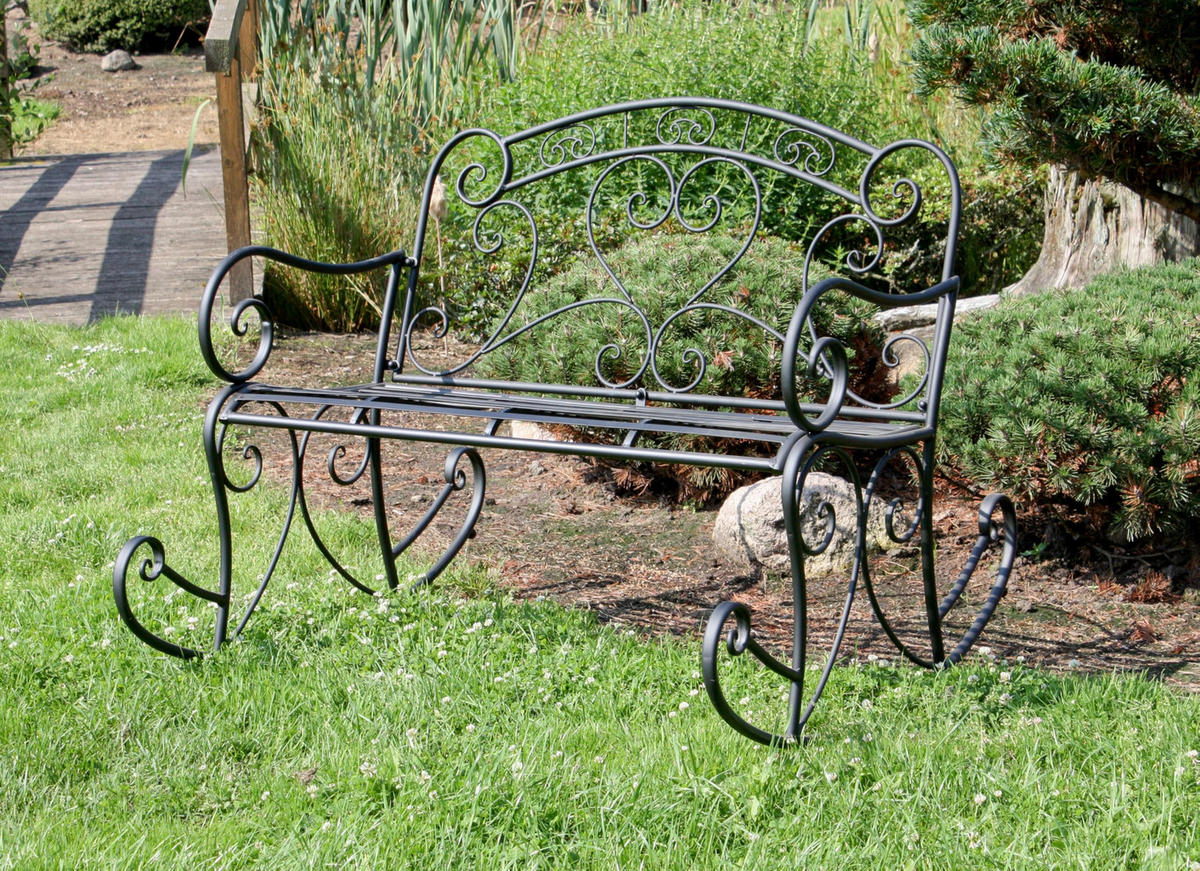 SCHAUKELBANK Lagos Mattschwarz Stahl Gartenbank Metallbank - Schwarz, Metall (110/94/101cm) - DELUKE