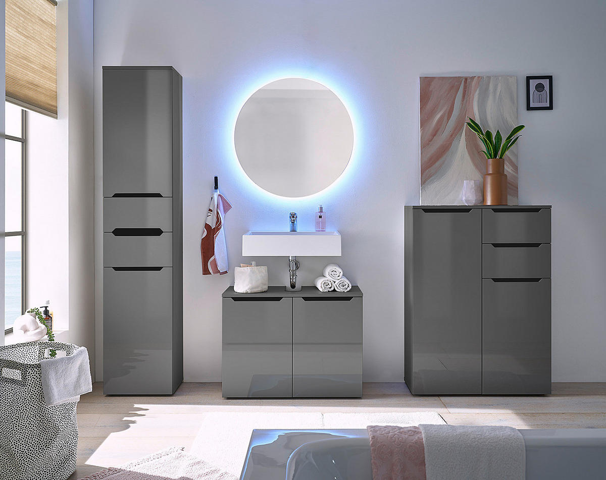 WASCHBECKENUNTERSCHRANK - Anthrazit, Holzwerkstoff (80/62/35cm) - home24