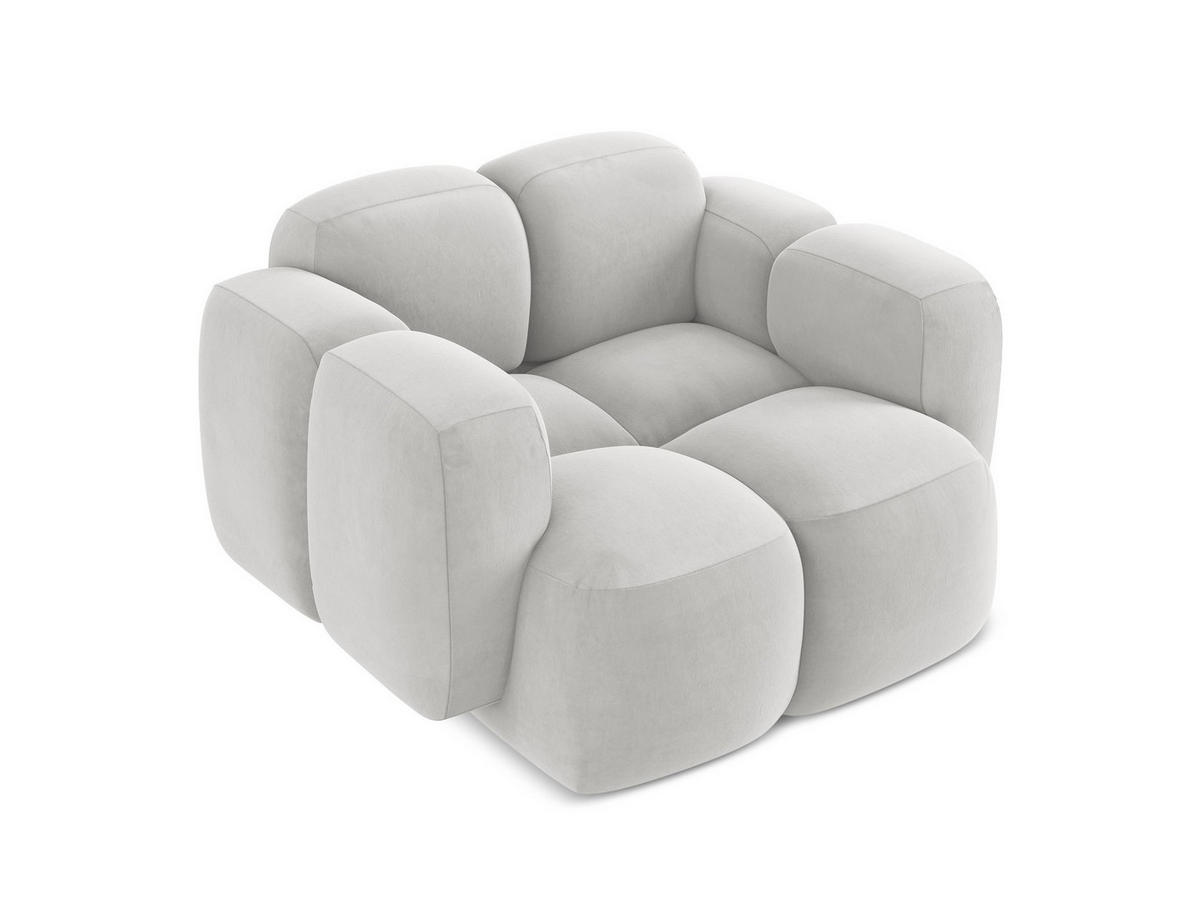 SESSEL Samt Stoff Grau - Silberfarben/Schwarz, Holzwerkstoff/Kunststoff (120/72/115cm) - Makamii