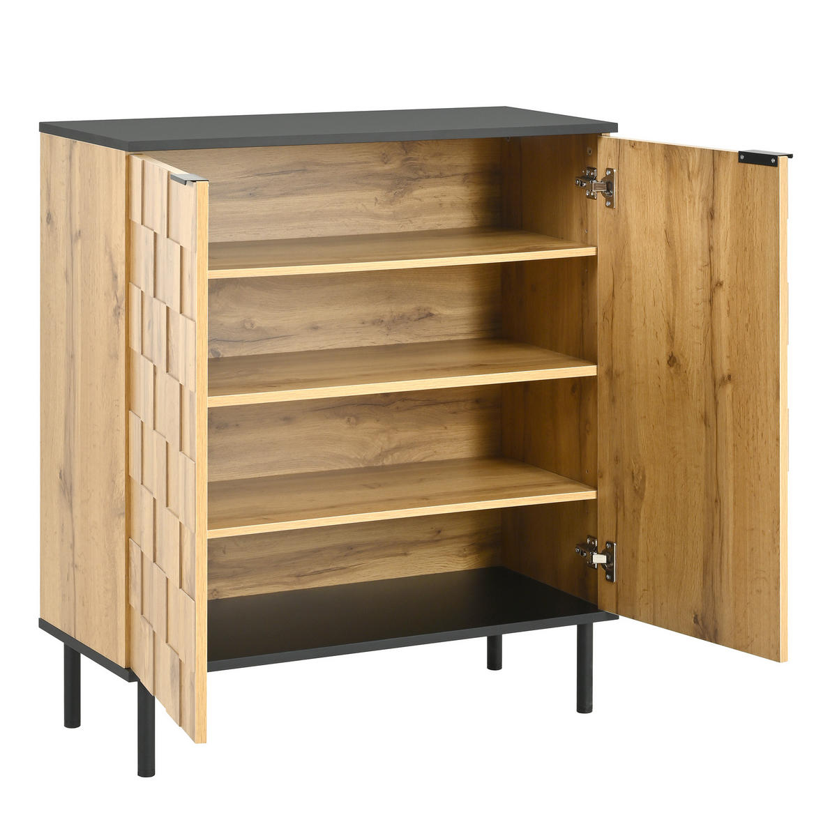 SCHUHSCHRANK 80/35/91,5 cm in Natur mit 2 Türen und verstellbaren Fächern - Naturfarben, Holzwerkstoff (80/91/35cm) - Flora Grace