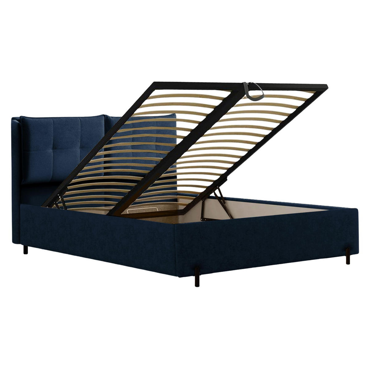 POLSTERBETT Belleo Nachtblau 180x200 cm - Schwarz/Dunkelblau, Textil/Metall (180/200cm) - Selsey