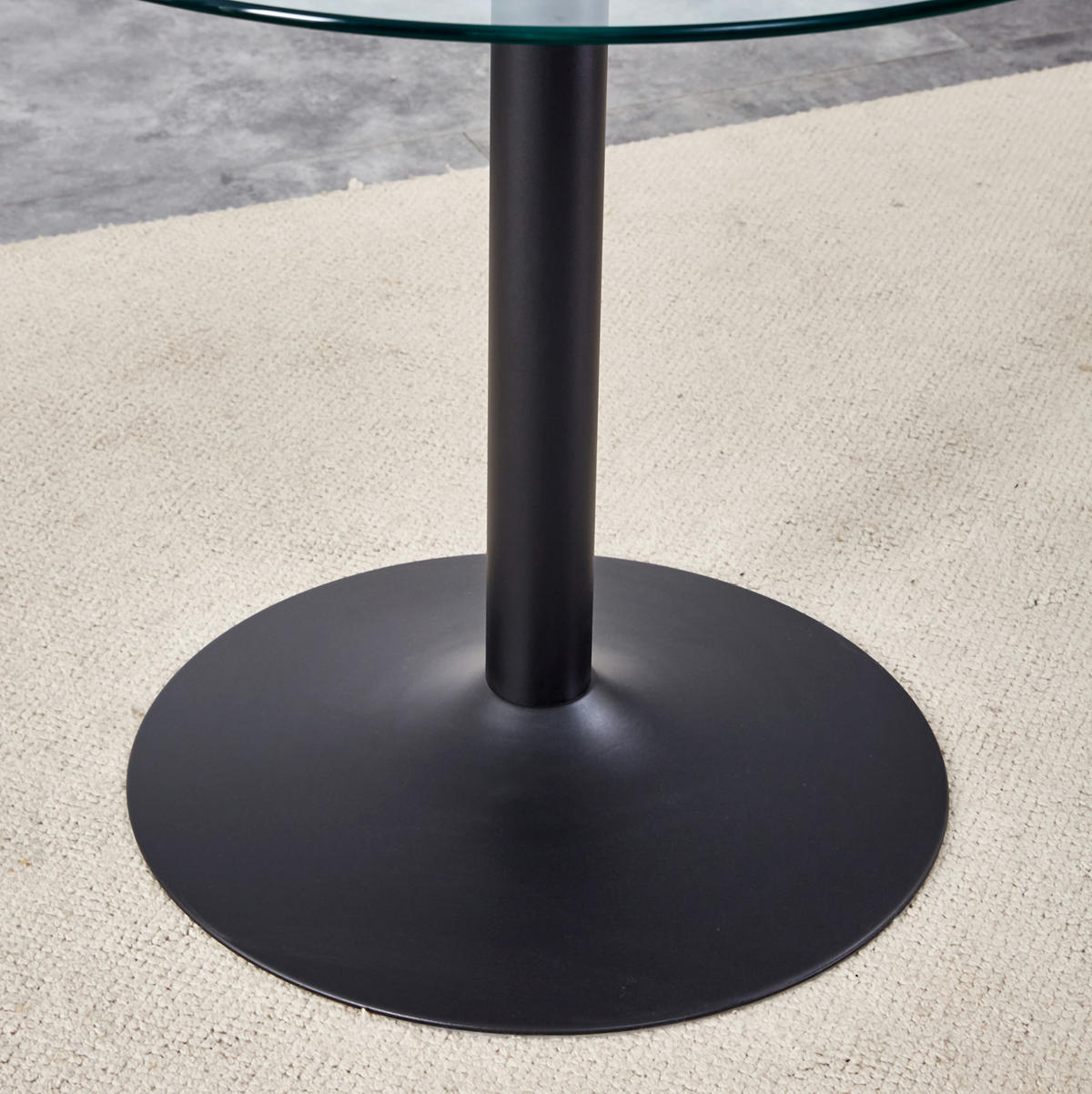 BISTROTISCH 85/76 cm aus Glas und Metall mit gehärteter Glasplatte und stabilem Gestell, Schwarz/Transparent - Schwarz, Holzwerkstoff (85/85/76cm) - Redom