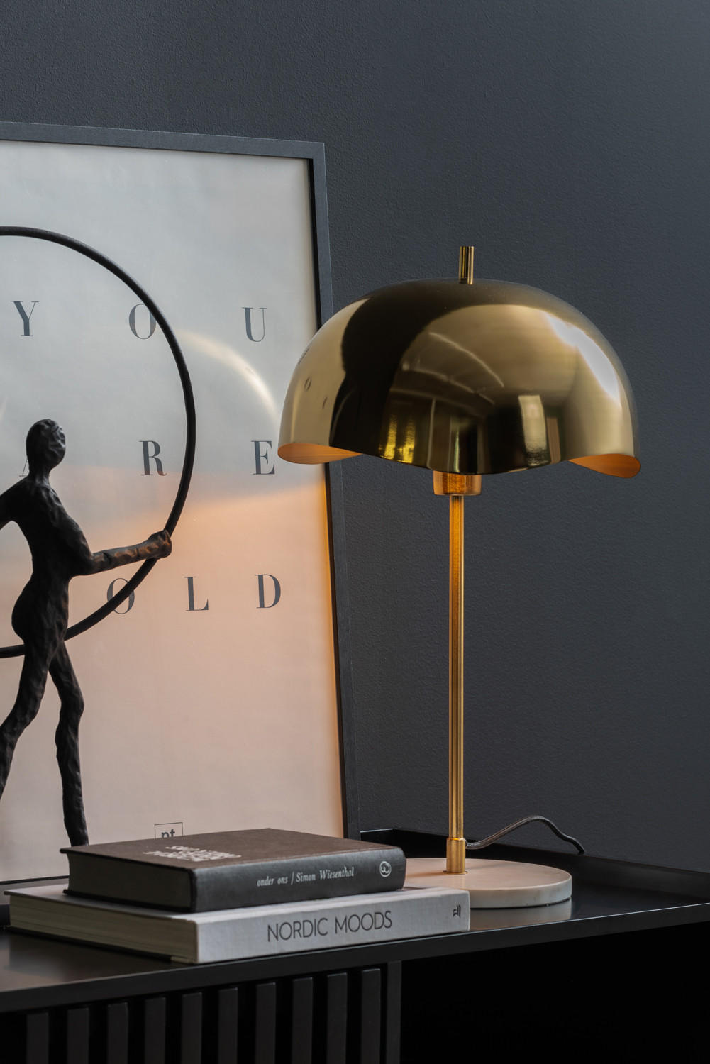 TISCHLAMPE Waved Dome 30/30/56 cm - Goldfarben, Metall (30/30/56cm) - Leitmotiv