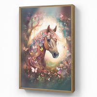 NÁSTĚNNÁ LAMPA S AKUMULÁTOREM Kůň - Příroda - Květiny - Motýli - Les 70x100 cm - tmavě hnědá, kompozitní dřevo (70/100/8cm) - OnlyWow