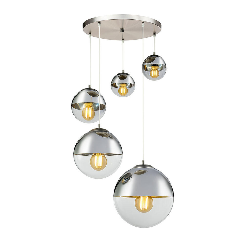 LED HÄNGELAMPE VARUS Chrom Silber - Silberfarben, Glas (64/64/150cm) - Globo Lighting