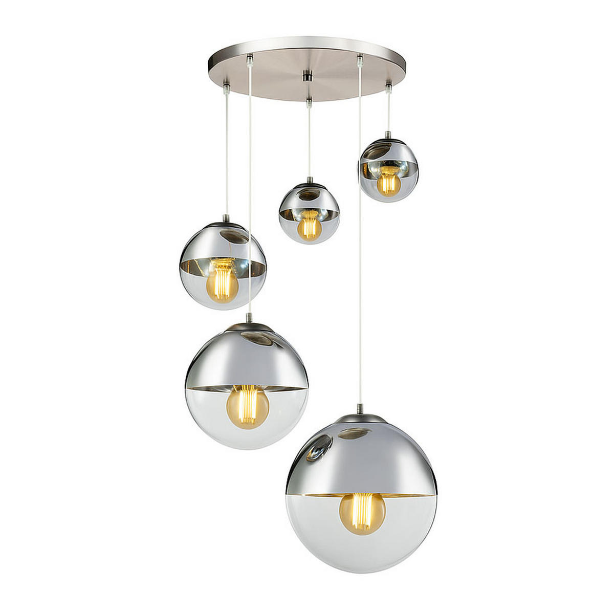 LED HÄNGELEUCHTE VARUS Silber Chrom - Silberfarben, Glas (64/64/150cm) - Globo Lighting