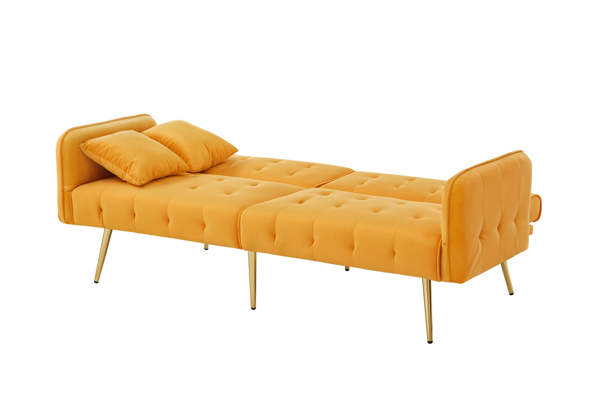 SOFABETT Samt mit verstellbarer Rückenlehne und Armlehnen Gelb 178/82/70 cm - Gelb, Textil (82/70/178cm) - Redom