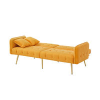 SOFABETT Samt mit verstellbarer Rückenlehne und Armlehnen Gelb 178/82/70 cm - Gelb, Textil (82/70/178cm) - Redom