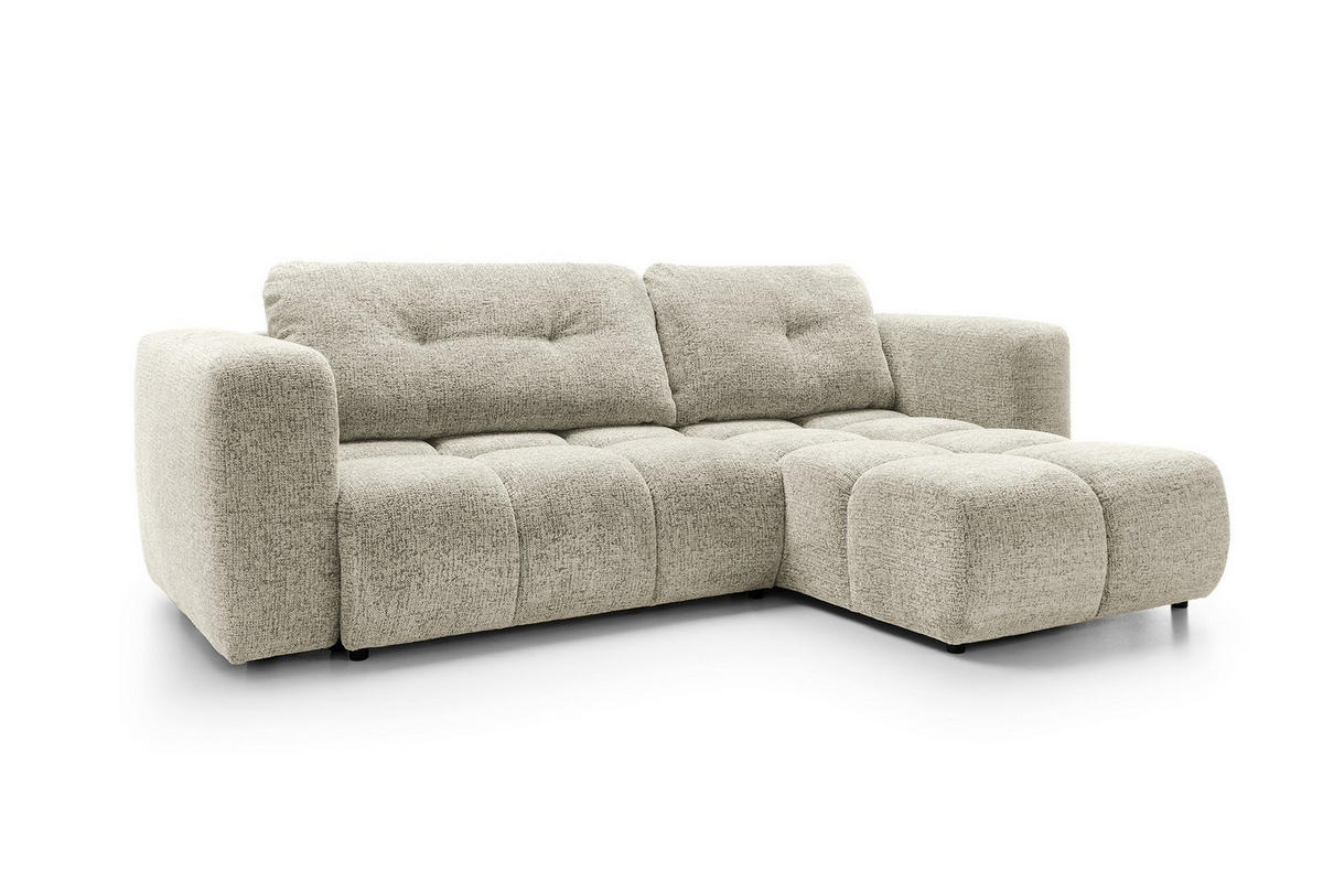 ECKSOFA ARTE 02 Creme Chenille mit Schlaffunktion - Creme, Holz (273/176cm) - MASSENO