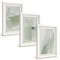 BILDER SET 3er Set - 20x30 cm Weißer Rahmen - Abstrakte Aquarellmuster - Weiß, Kunststoff (20/30cm) - TULUP