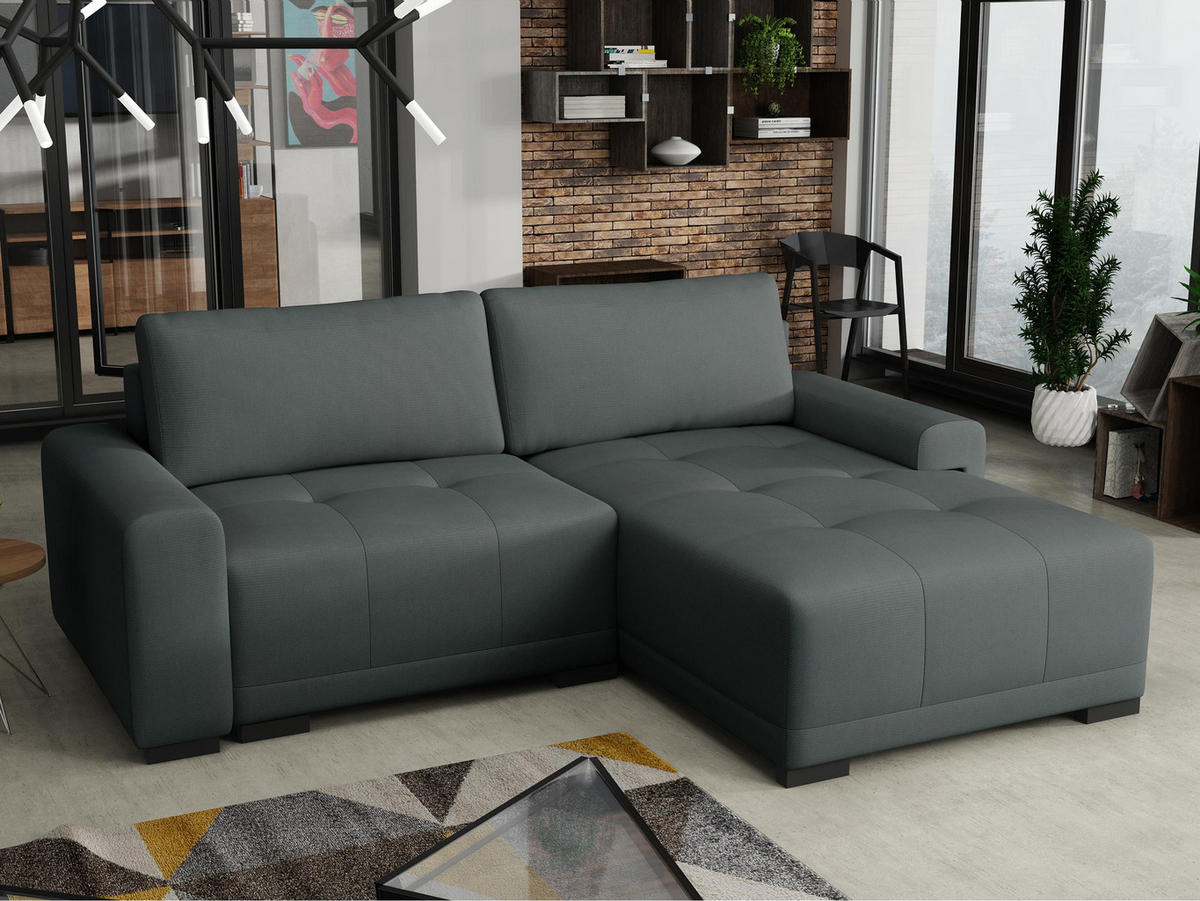ECKSOFA Milton - Schwarz/Graphitfarben, Holz/Textil (237/180cm) - MIRJAN24