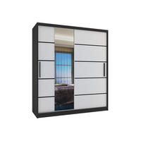 BELINI Verona MBP – Posuvné skrine, 133 cm, čierno-biela, matný povrch – Skriňa na oblečenie so zrkadlom a 2 zásuvkami, vhodná do spálne - biela, drevo (133/216/60cm) - B BELINI GROUP