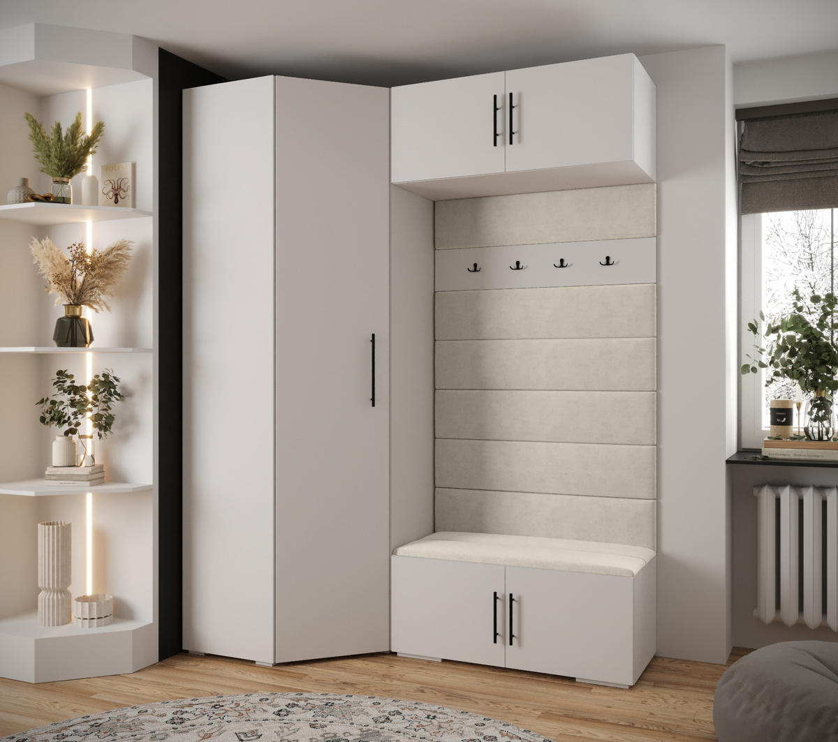 GARDEROBEN-SET 236,7/181,7/47 - Beige/Schwarz, Holz/Metall (181.7/236.7/47cm) - Abiks Möbel