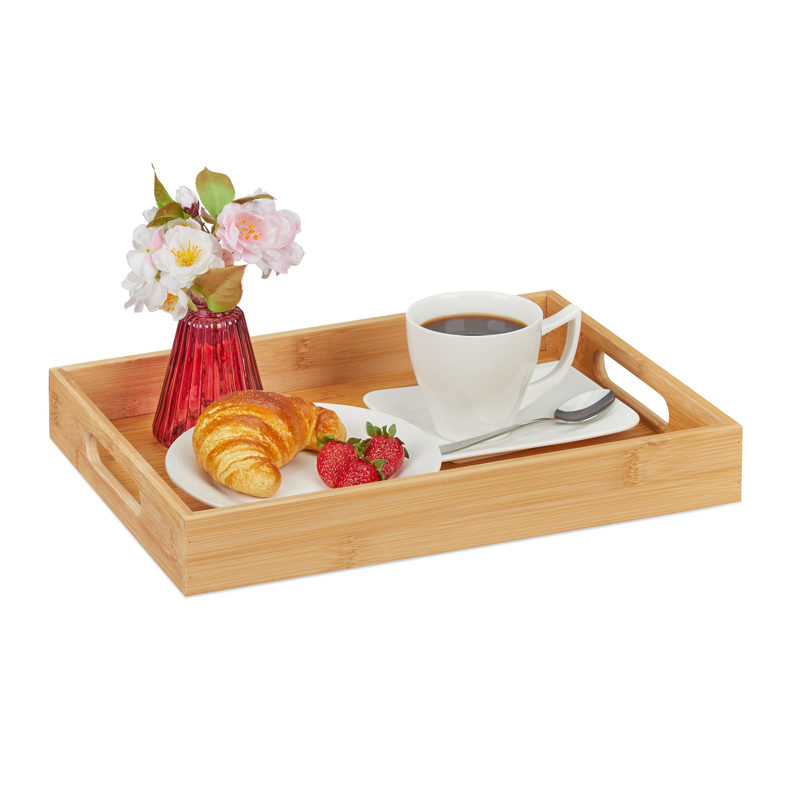 Relaxdays Tablett Hellbraun 40x5.5x30 cm
