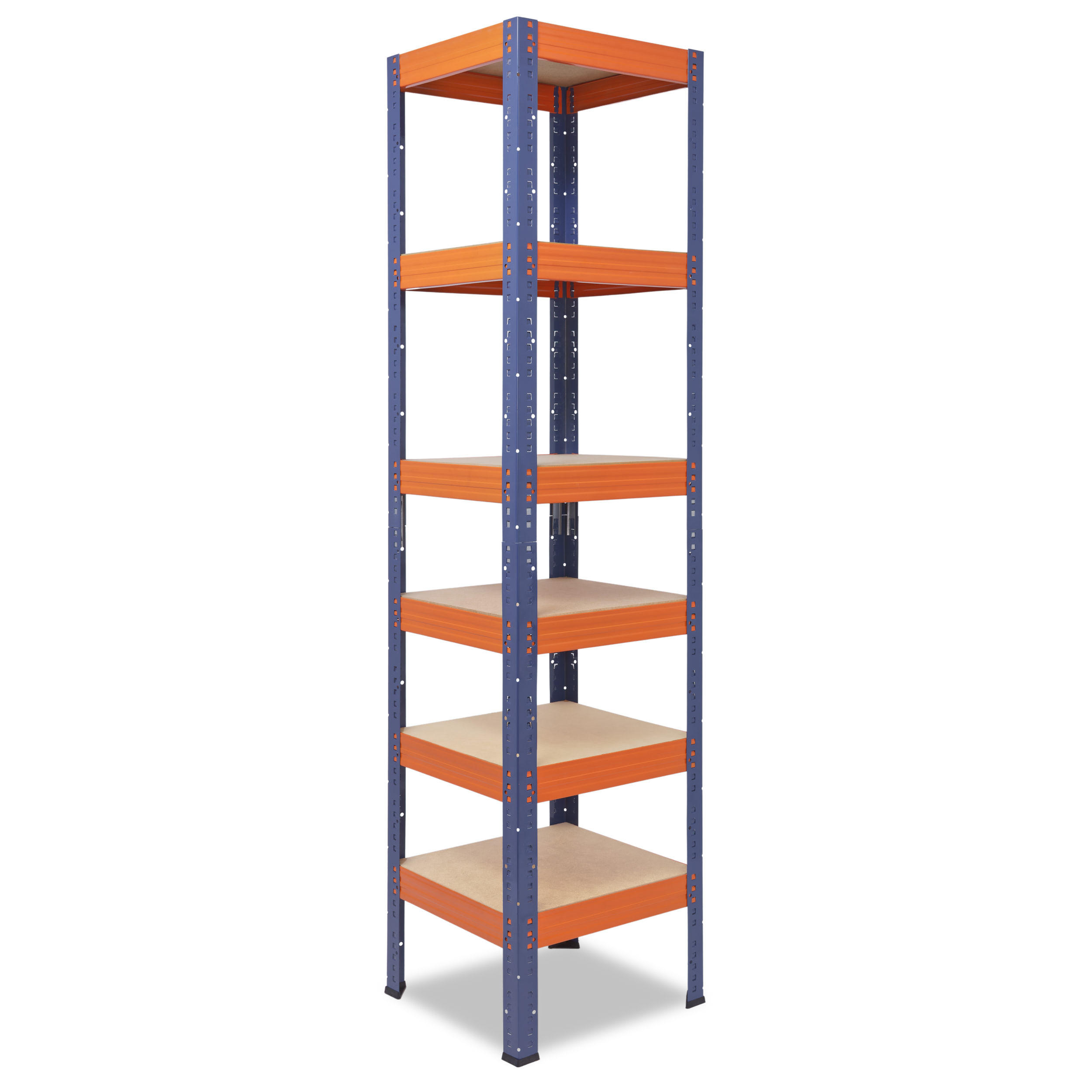 SCHWERLASTREGAL PRO 180x50x50 cm in blau-orange mit 6 Böden und 166 kg Traglast pro Boden - Multicolor, Metall (50/180/50cm) - shelfplaza