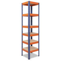 SCHWERLASTREGAL PRO 180x50x50 cm in blau-orange mit 6 Böden und 166 kg Traglast pro Boden - Multicolor, Metall (50/180/50cm) - shelfplaza